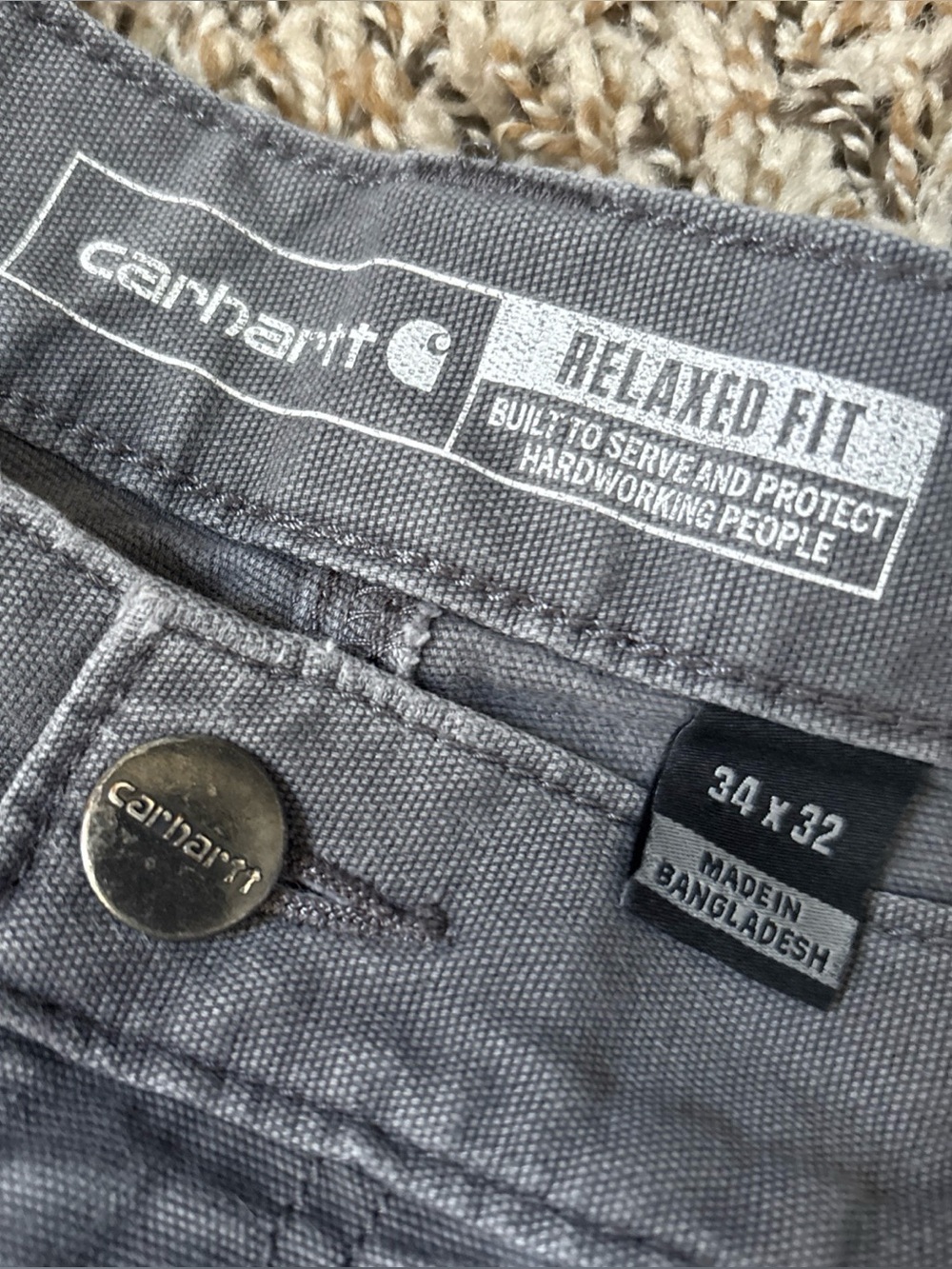 Carhartt Men’s Rugged Flex Relaxed Fit Canvas Work Pants, Gray 34x32